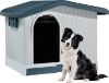 Picture of Large Plastic Dog House with Liftable Roof, Indoor Outdoor Doghouse Puppy Shelter with Detachable Base and Adjustable Bar Window
