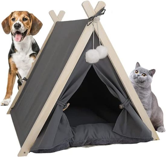 Picture of Folding Dog Teepee Tent for Dogs Portable Pet Cat Teepee Tents for Outside Cats Houses Indoor Puppy House