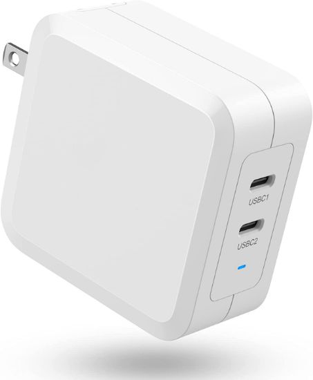 Picture of 100W USB C Charger Multiport, USB C Dual Charger 2 Ports Fast Charging Block Type C with Foldable Plug, GaN USB C Power A