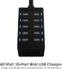 Picture of 60 Watt (12 Amp) 10 Port [UL Certified] Family Sized Desktop USB Rapid Charger. Smart USB Ports with Auto Detect Tech