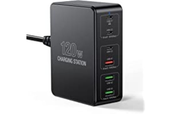 Picture of USB C Charging Station, 120W Multiport USB Charging Station, Multi USB Charger Station, Charging Station for Multiple