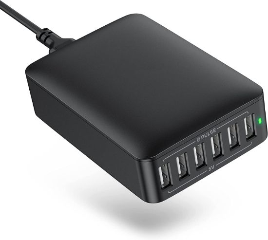 Picture of USB Charging Station, 6-Port USB Wall Charger, Multiport 60W USB Charging Hub, 6-in-1 Desktop USB Charger, Compact US