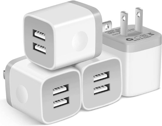 Picture of USB Wall Charger,4-Pack 2.1A Dual Port USB Cube Power Adapter Wall Charger Plug Charging Block Cube for Phone 8/7/6
