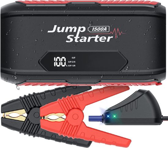 Picture of Car Jump Starter - 900A Peak Jump Starter(Up to 6.0L Gas/4.0L Diesel Engines), 12V Auto Battery Booster/Tire Inflator, Power Station with DC/USB Ports - Black
